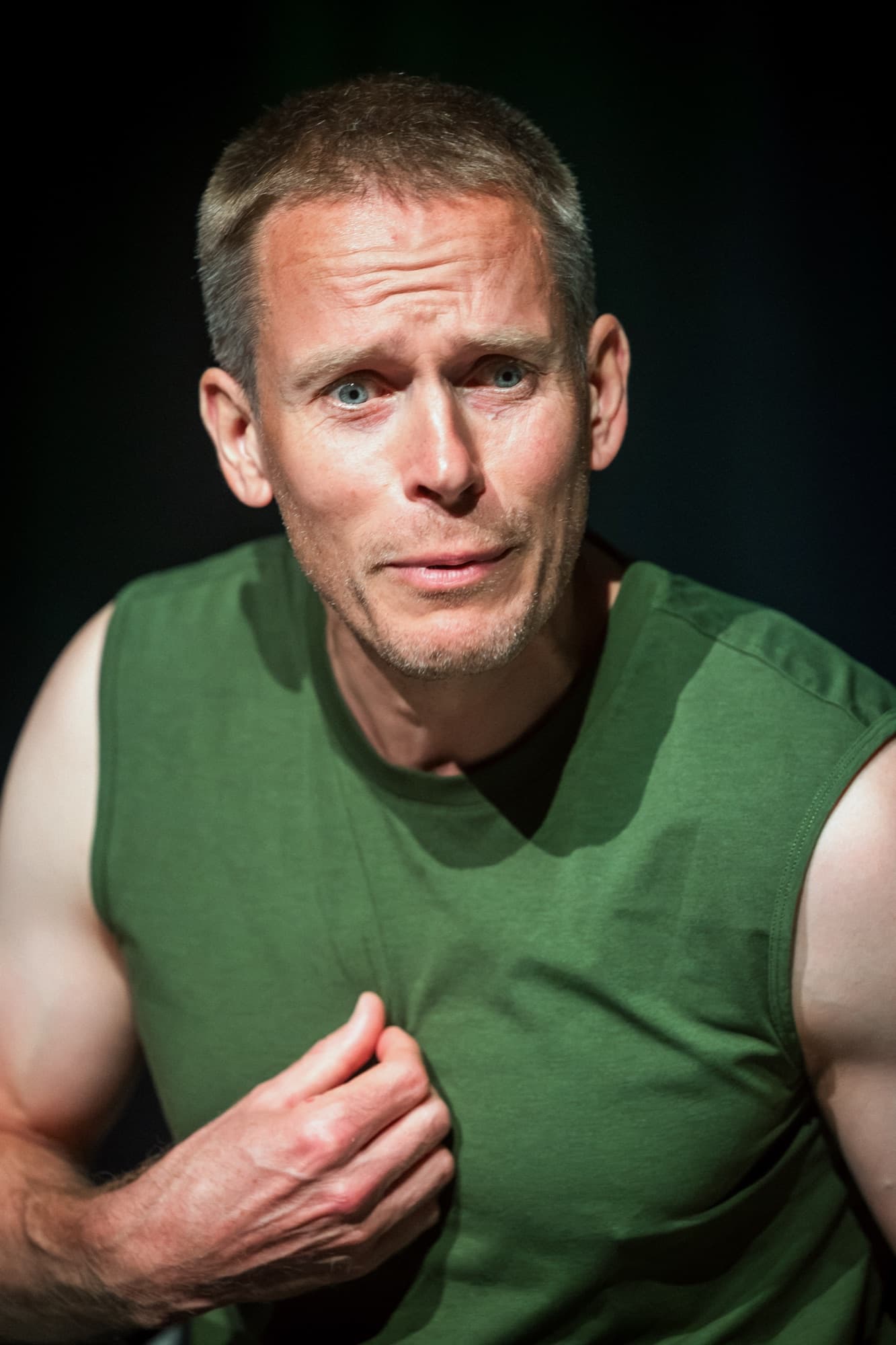 William Jukes as Johnny "Rooster" Byron in Jerusalem, close-up